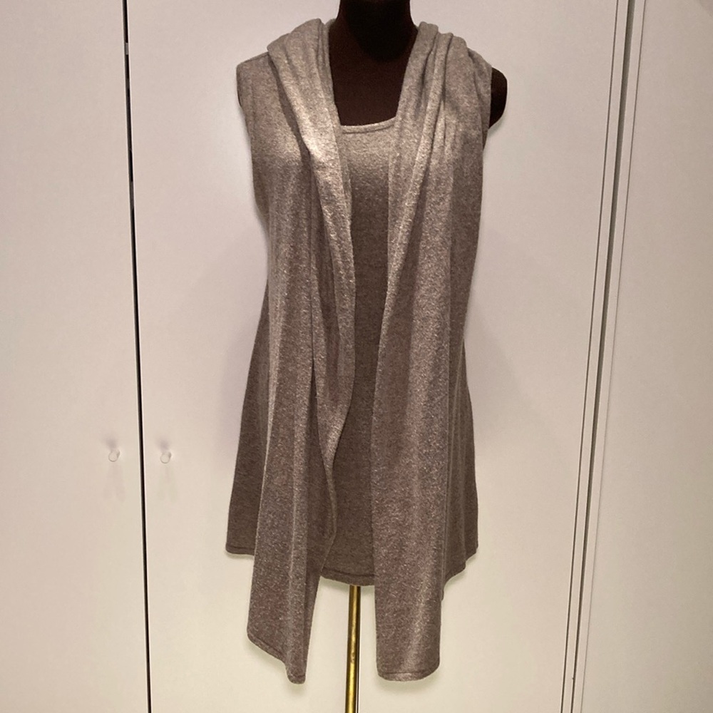 Miilla Chic Sleeveless tank tunic Cardigan Vest tan S